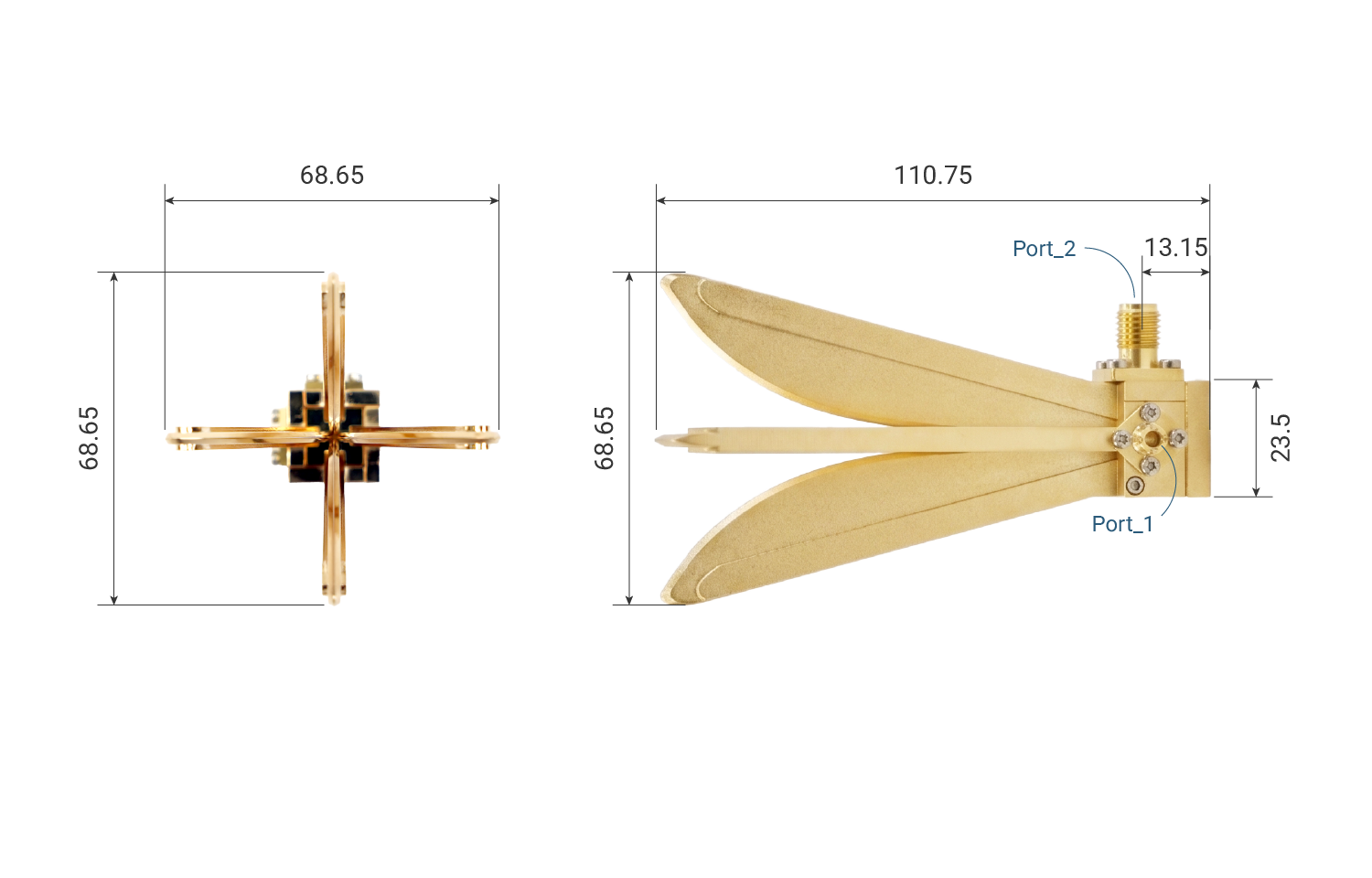 FR3 Horn Antenna dimension drawing