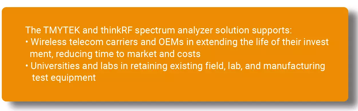 The TMYTEK and thnkRF spectrum analyzer solution supports