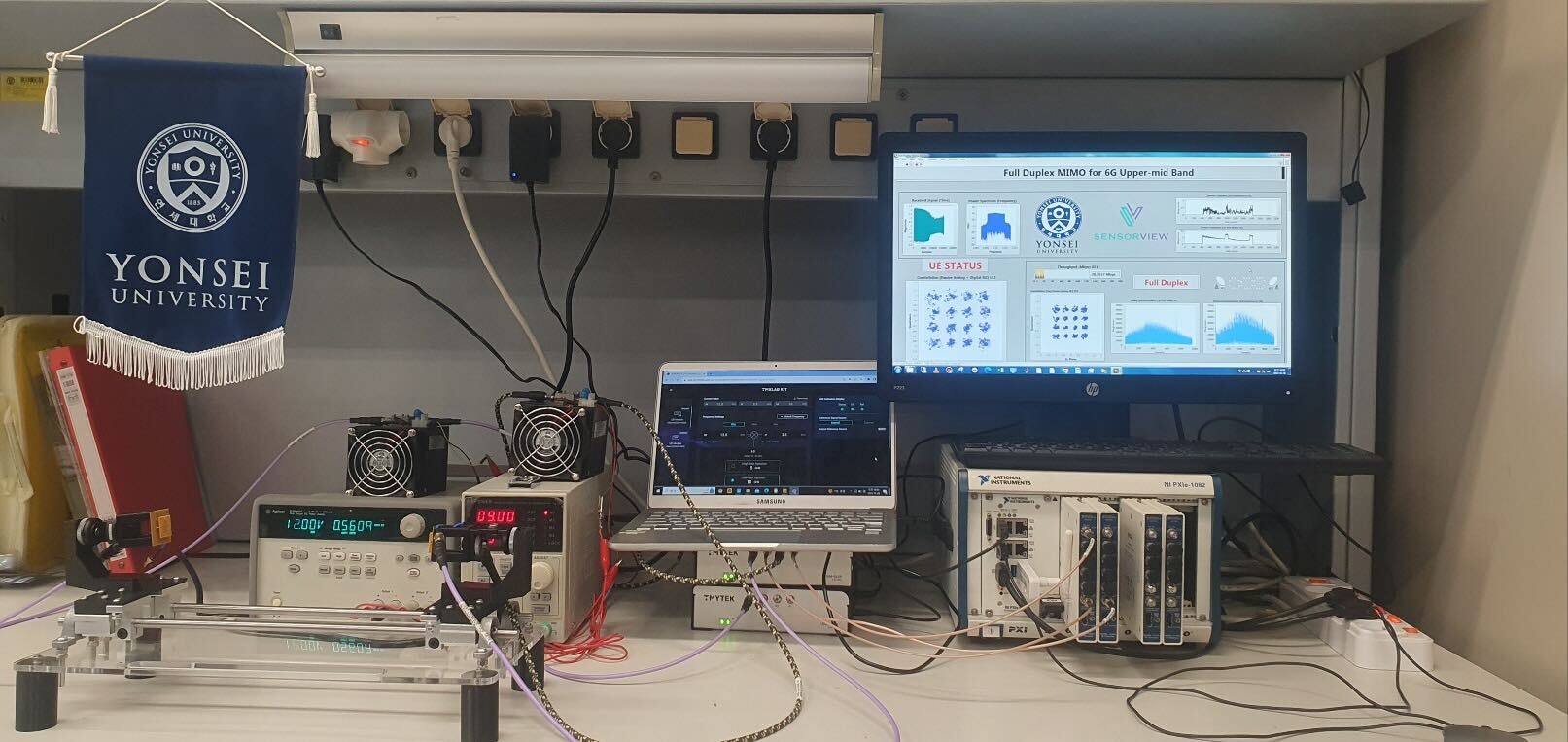 Inside Yonsei University's lab, showcasing the advanced setup for 6G Full Duplex MIMO research, with TMYTEK's UD Module 0620.